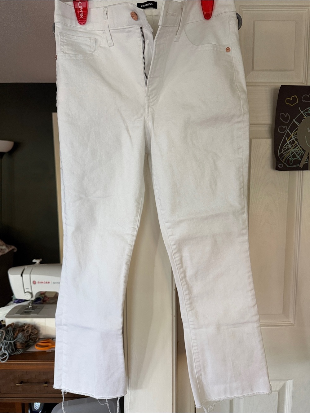 Express White High-Rise Straight-Leg Jeans